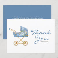 Baby Shower de Stroller de Vintage Azul de color d