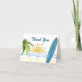 Tarjeta De Agradecimiento Baby Shower de surf tropical Sunshine moderno