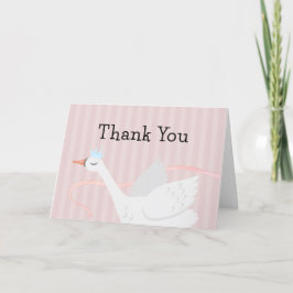 Tarjeta De Agradecimiento Baby Shower de Swan de Princesa Brillante Rosa