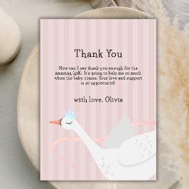 Tarjeta De Agradecimiento Baby Shower de Swan de Princesa Británica Moderna 