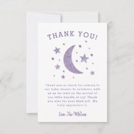 Tarjeta De Agradecimiento Baby Shower de Sweet Purple Moon Stars