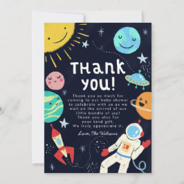 Tarjeta De Agradecimiento Baby Shower de tema espacial