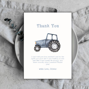 Tarjeta De Agradecimiento Baby Shower de Tractor de color acuático Boho Boy 