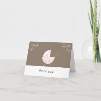 Tarjeta De Agradecimiento Baby Shower de transporte Gracias - Rosa