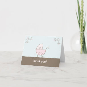 Tarjeta De Agradecimiento Baby Shower de transporte Gracias - Rosa