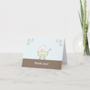 Tarjeta De Agradecimiento Baby Shower de transporte Gracias - Rosa y Verde