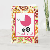 Baby Shower de transporte paisley y rosado gracias
