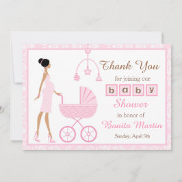 Tarjeta De Agradecimiento Baby Shower de una mujer afroamericana damáscara r
