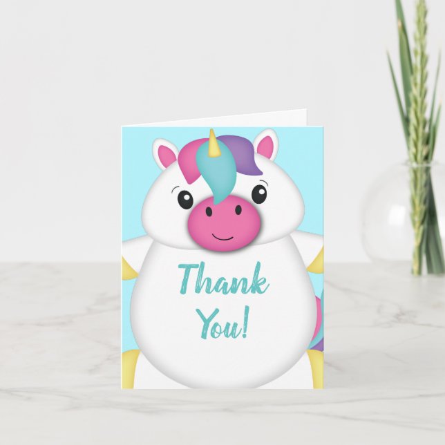 Tarjeta De Agradecimiento Baby Shower de Unicorn (Anverso)