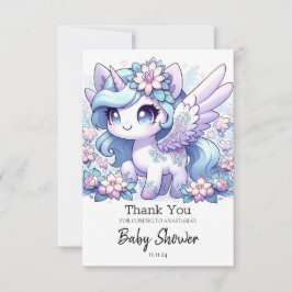 Tarjeta De Agradecimiento Baby Shower de Unicorn chica
