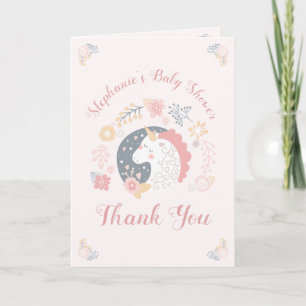 Tarjeta De Agradecimiento Baby Shower de Unicorn Rubor Florals personalizado