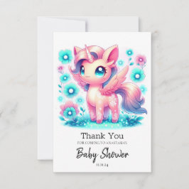Tarjeta De Agradecimiento Baby Shower de Unicornio moderno