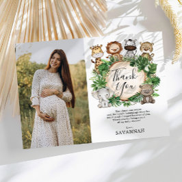 Tarjeta De Agradecimiento Baby Shower de vegetación tropical para animales d