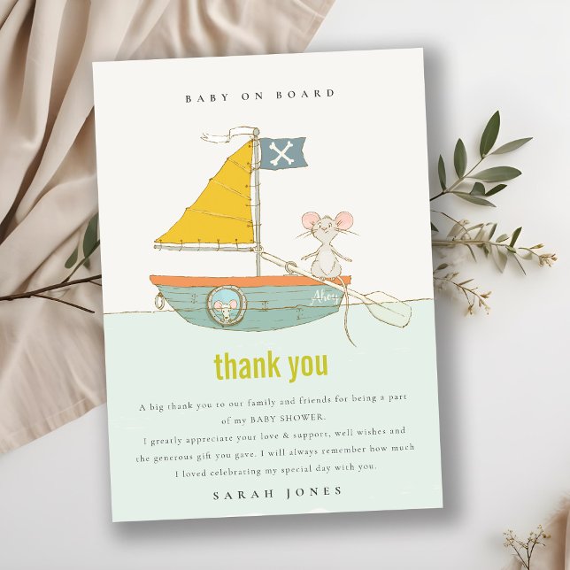 Tarjeta De Agradecimiento Baby Shower de velero pirata pirata (Subido por el creador)