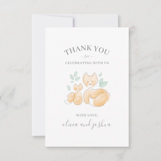 Tarjeta de agradecimiento Baby Shower de Watercolo (Anverso)