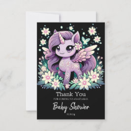 Tarjeta De Agradecimiento Baby Shower de Whimsy Unicorn moderno