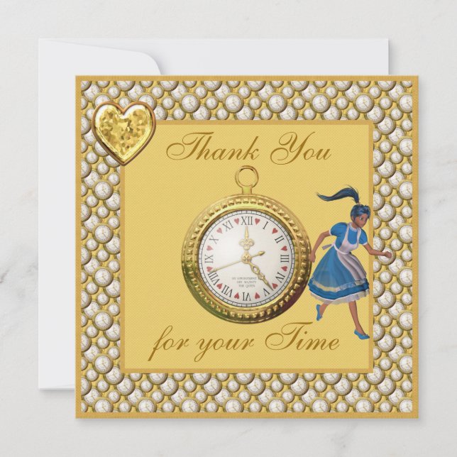 Tarjeta De Agradecimiento Baby Shower de Wonderland Gracias por su tiempo (Anverso)