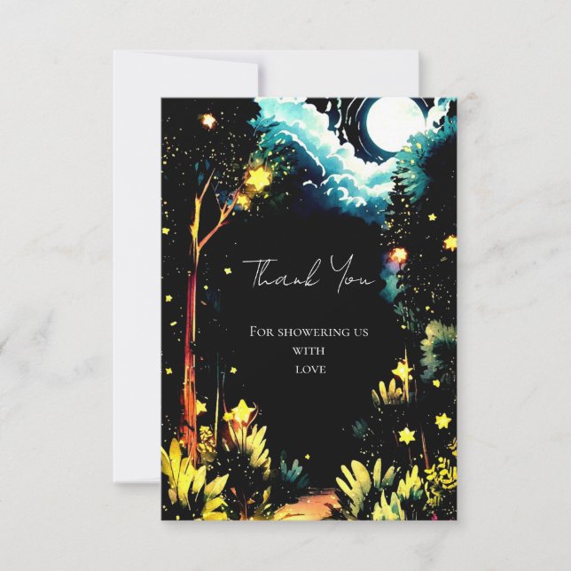 Tarjeta De Agradecimiento Baby Shower de Woodland encantado (Anverso)