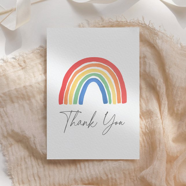 Tarjeta De Agradecimiento Baby Shower del arcoiris del Boho neutral de géner (Subido por el creador)