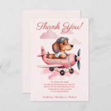 Baby Shower del avión Dachshund rosa