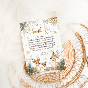Tarjeta De Agradecimiento Baby Shower del bosque de nieve de invierno