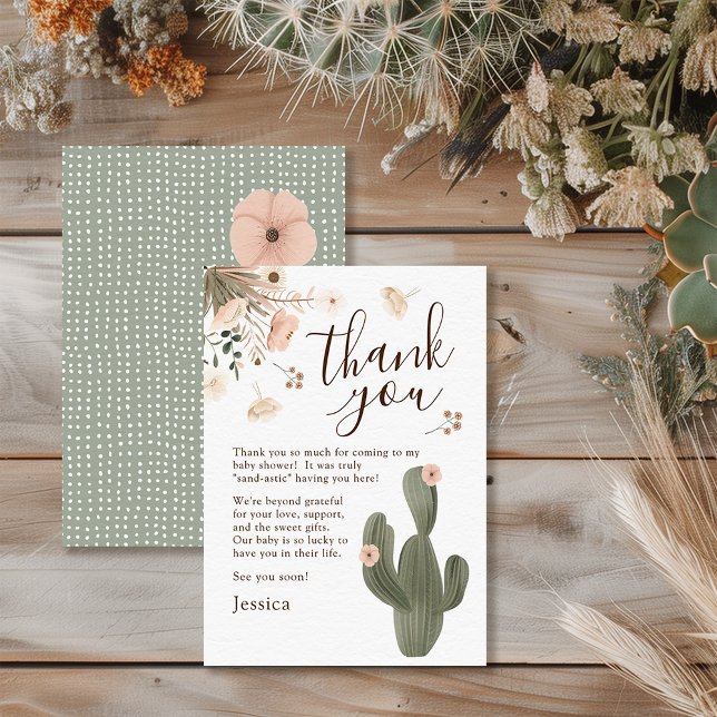 Tarjeta De Agradecimiento Baby Shower del Desierto Chic (Elegant desert chic thank you cards )