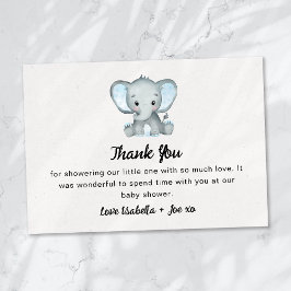 Tarjeta De Agradecimiento Baby Shower del Elefante Azul del cacahuete