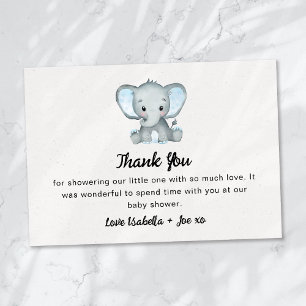 Tarjeta De Agradecimiento Baby Shower del Elefante Azul del cacahuete