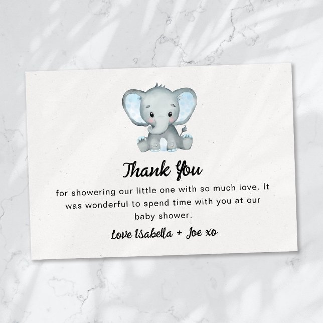 Tarjeta De Agradecimiento Baby Shower del Elefante Azul del cacahuete (Subido por el creador)