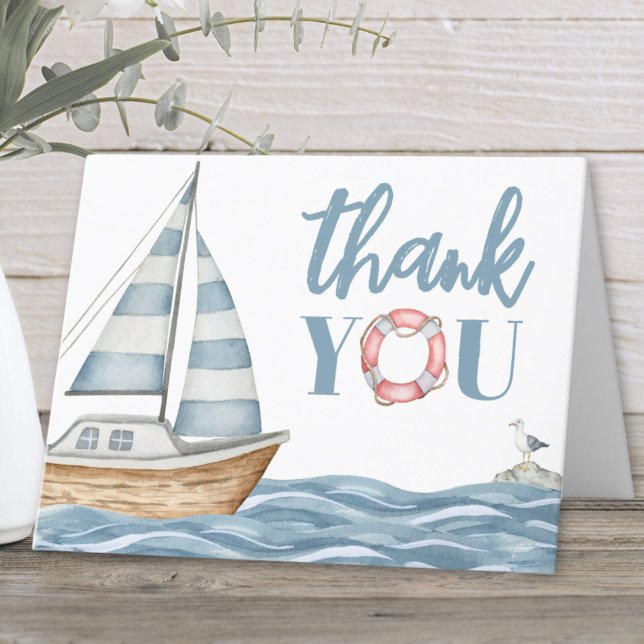 Tarjeta De Agradecimiento Baby Shower del océano náutico (Nautical Ocean Baby Shower Thank You Card )
