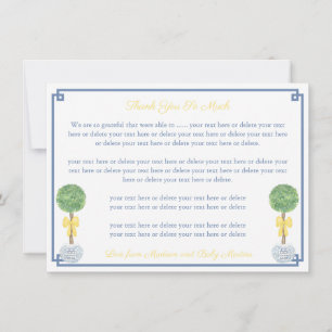 Tarjeta De Agradecimiento Baby Shower del tema del bosque amarillo Springtim