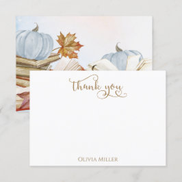 Tarjeta De Agradecimiento Baby Shower del tema del libro Blue Pumpkin Fall