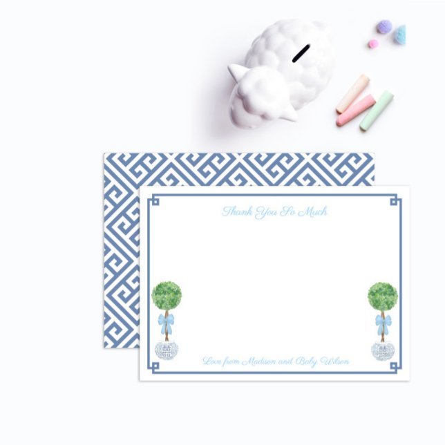 Tarjeta De Agradecimiento Baby Shower del tema del Pequeño Niño Boxwood clás (Subido por el creador)