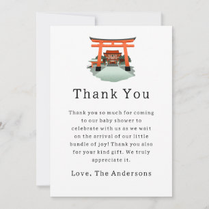 Tarjeta De Agradecimiento Baby Shower del templo japonés