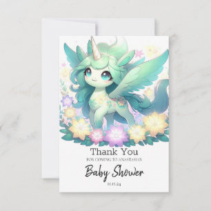 Tarjeta De Agradecimiento Baby Shower del Unicornio Soñado