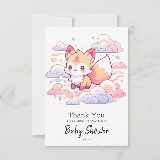 Tarjeta De Agradecimiento Baby Shower del Zorro del Bosque Soñado (Anverso)