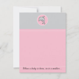 Tarjeta de agradecimiento Baby Shower, delfín rosa