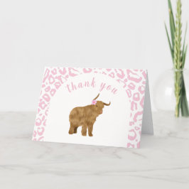 Tarjeta De Agradecimiento Baby Shower dulce rosa Boho Holy Cow Floral Chica