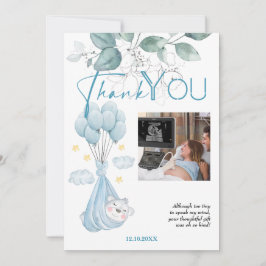 Tarjeta De Agradecimiento Baby Shower. El Bebé Dormido Tiene Azul. Gracias C