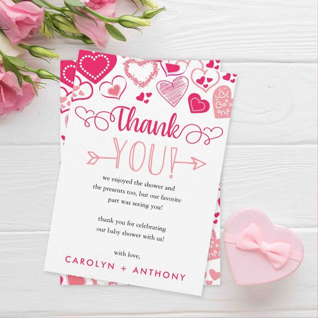 Tarjeta De Agradecimiento Baby Shower, El día de San Valentín de "Baby Love" (Subido por el creador)