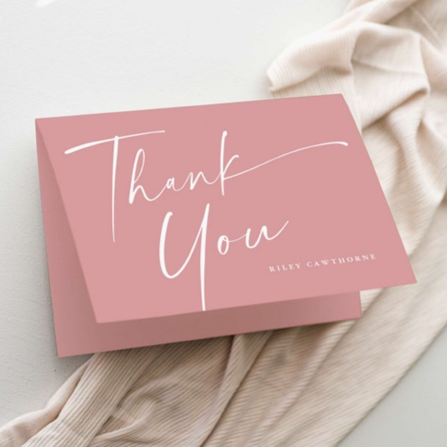 Tarjeta De Agradecimiento Baby Shower elegante y moderno (Simple modern handwritten script girls baby shower thank you card.)