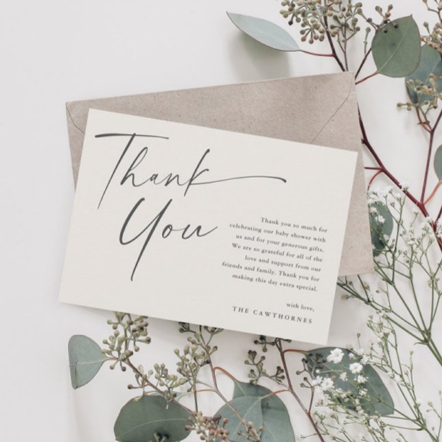 Tarjeta De Agradecimiento Baby Shower elegante y moderno (Subido por el creador)