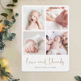 Tarjeta De Agradecimiento Baby Shower elegante y moderno con varios Collages