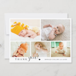Tarjeta De Agradecimiento Baby Shower elegante y moderno de 5 Collages de fo