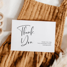 Tarjeta De Agradecimiento Baby Shower elegante y moderno en blanco y negro