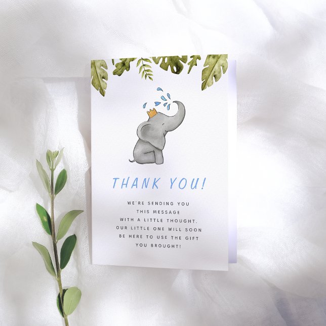 Tarjeta De Agradecimiento Baby Shower Elephant & Jungle Greenerenery Gracias (Subido por el creador)
