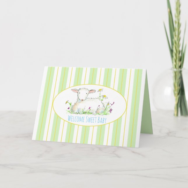 Tarjeta De Agradecimiento Baby Shower Felicitaciones a Lamb Gender Neutral (Anverso)