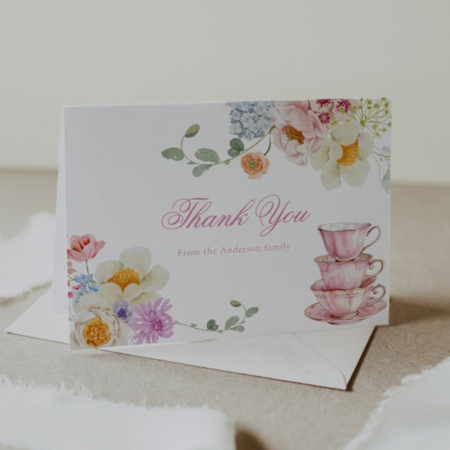 Tarjeta De Agradecimiento Baby Shower, Fiesta de té de flores silvestres, gr (Subido por el creador)