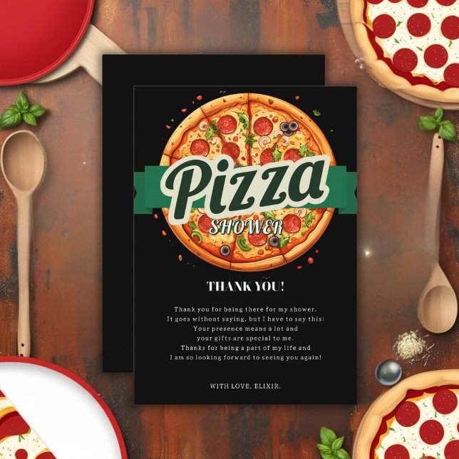 Tarjeta De Agradecimiento Baby Shower Fiesta Pizza Moderno (Subido por el creador)