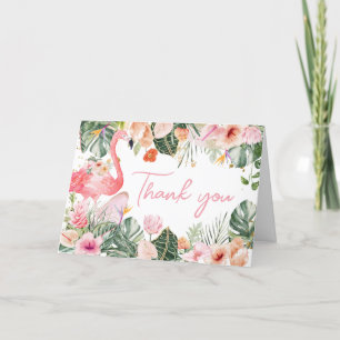 Tarjeta De Agradecimiento Baby Shower Flamingo Tropical
